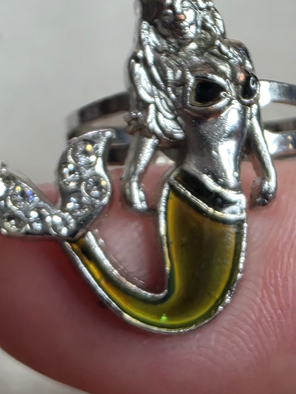 Mermaid Mood Ring Adjustable Silver Tone Enamel Color Changing - Picture 6 of 7